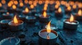 Group of Lit Candles on Table Royalty Free Stock Photo