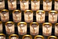 Lit candles background in Notre Dame in Paris Royalty Free Stock Photo