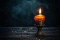 Lit candles and Bokeh Lights darkness background Royalty Free Stock Photo