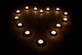 Lit Candles in a Heart Shape Royalty Free Stock Photo