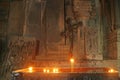 Lit Candles Inside the Church of Haghpat Medieval Monastery Complex, Armenia Royalty Free Stock Photo