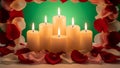 Lit Candles with Rose Petals Royalty Free Stock Photo