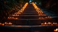 Lit Candles on a Stone Stairway Leading Upwards Royalty Free Stock Photo