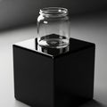 Lit enhancing the contrast and reflections on the jar and cube Royalty Free Stock Photo