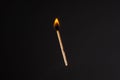 Lit falling match on a black background Royalty Free Stock Photo