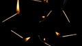 Lit falling match on a black background Royalty Free Stock Photo