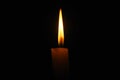 Lit flame of a candle on dark background Royalty Free Stock Photo