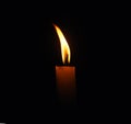 Lit flame of a candle on dark background Royalty Free Stock Photo