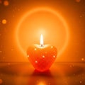 Lit Heart-Shaped Candle with Glow Royalty Free Stock Photo