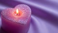 Lit Heart-Shaped Candle with Sparkles Royalty Free Stock Photo