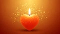 Lit Heart-Shaped Candle with Sparkles Royalty Free Stock Photo