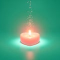 Lit Heart-Shaped Candle with Sparkles Royalty Free Stock Photo