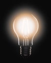 Lit LED light bulb on a black background Royalty Free Stock Photo