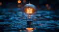 Lit Light Bulb Floating in Water Royalty Free Stock Photo