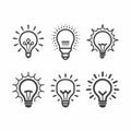 Lit light bulb icons set Royalty Free Stock Photo