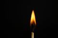 Lit match on black background, closeup Royalty Free Stock Photo