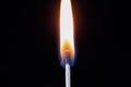 Lit matchstick glowing on black background Royalty Free Stock Photo