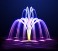 Lit Night Fountain Realistic Illustration Royalty Free Stock Photo