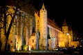 Lit Night Gothic Castle of the Teutonic knights Marienwerder in Kwidzyn, Poland