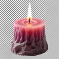 Lit pink and purple candle Royalty Free Stock Photo
