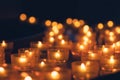 Lit prayer church candles with warm light Royalty Free Stock Photo