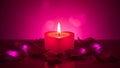 Lit Red Candle with Surrounding Decorations Royalty Free Stock Photo