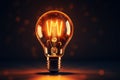 Lit tungsten light bulb on black background, 3D illustration Royalty Free Stock Photo