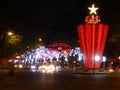 Lit up streets in ho Chi minh city during the new year holiday