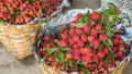 Litchi in basket on maket