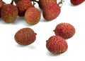 LITCHI OR LITCHEE litchi sinensis AGAINST WHITE BACKGROUND