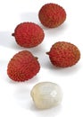 Litchi or Litchee, litchi sinensis, Exotic Fruits against White Background