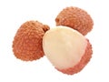 Lychee peeled raw fresh isolated on white