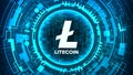 Litecoin Abstract Technology Background Vector. Binary Code.