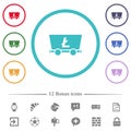 Litecoin criptocurrency mining flat color icons in circle shape outlines
