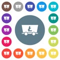 Litecoin criptocurrency mining flat white icons on round color backgrounds