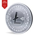 Litecoin. Crypto currency. 3D isometric Physical coin. Digital currency. Silver coin with Litecoin symbol on