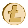 Litecoin crypto currency symbol,golden coin icon Royalty Free Stock Photo