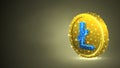 Litecoin cryptocurrency Golden Coin. Polygonal business, money, currency, cash, circle concept. Abstract, digital