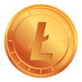 Litecoin cryptocurrency icon, cartoon style