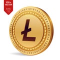 Litecoin. 3D isometric Physical coin. Digital currency. Cryptocurrency. Golden coin with Litecoin symbol isolated on white backgro Royalty Free Stock Photo