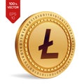 Litecoin. 3D isometric Physical coin. Digital currency. Cryptocurrency. Golden coin with Litecoin symbol. Vector illustration. Royalty Free Stock Photo