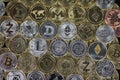 Litecoin,etherium,dash,ripple,iota,monero,zcash,neo,bitcoin, virtual money background