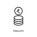 Litecoin icon. Trendy modern flat linear vector Litecoin icon on