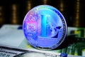 Litecoin LTC is surrounded by a money background