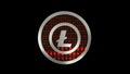 Litecoin symbol, close up view of silver cryptocurrency coin with binary code on black background, front view, 3D rendering Royalty Free Stock Photo