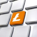 Litecoin symbol on computer keyboard