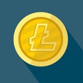 Litecoin vector icon as golden coin Royalty Free Stock Photo