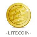 Litecoin vector icon as golden coin