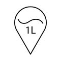 1 liter icon, fluid volume in liters, liquid drop, litre thin line web symbol. Vector illustration. stock image. Royalty Free Stock Photo