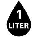 1 liter icon. Fluid volume in liters sign. Liquid drop symbol. flat style